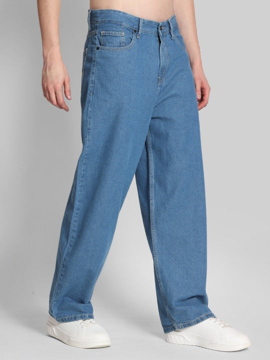 Men’s Light Blue Wide Leg Baggy Jeans