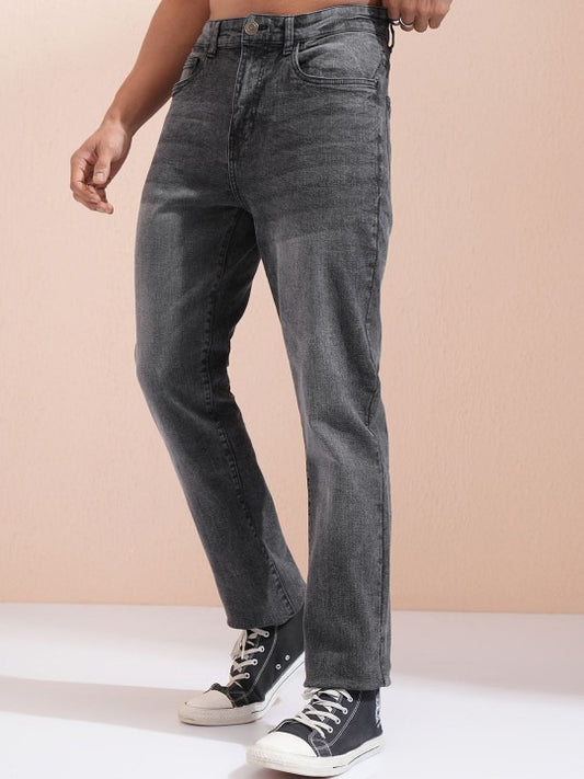 Men’s Grey Slim Fit Washed Jeans