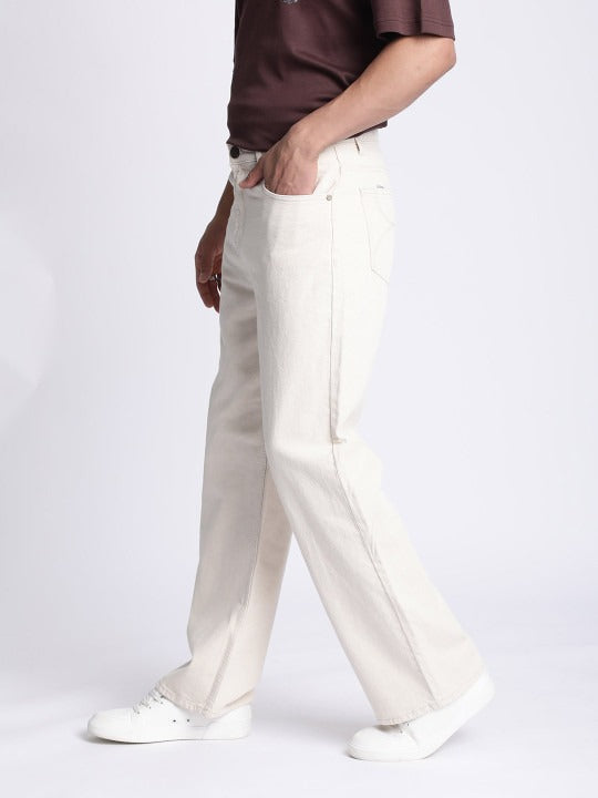 Men’s Off White Relaxed Fit Denim Jeans