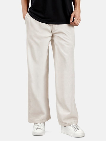 Men’s Beige Wide Leg Casual Trousers