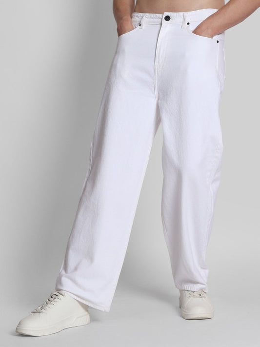 Men’s White Wide Leg Relaxed Fit Jeans