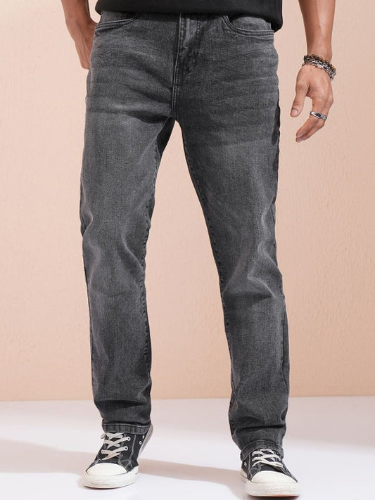 Men’s Grey Slim Fit Washed Jeans