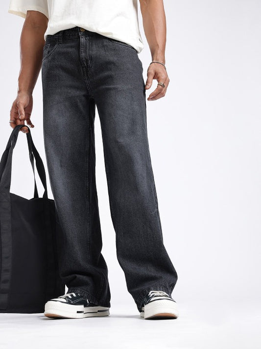 Men’s Charcoal Black Wide Leg Denim Jeans