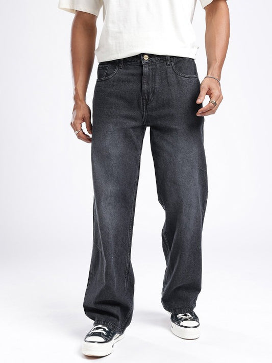 Men’s Charcoal Black Wide Leg Denim Jeans