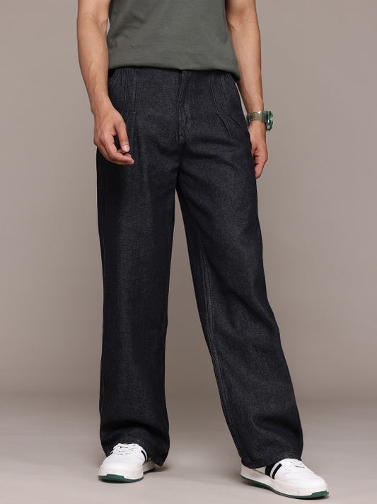 Men’s Relaxed Fit Dark Wash Wide Leg Jeans