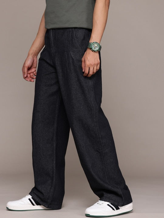 Men’s Relaxed Fit Dark Wash Wide Leg Jeans